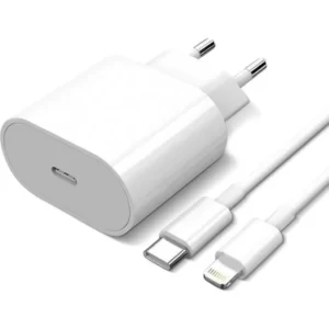 Chargeur Secteur USB-C 20W + Câble Lightning Power Delivery Original Apple Blanc