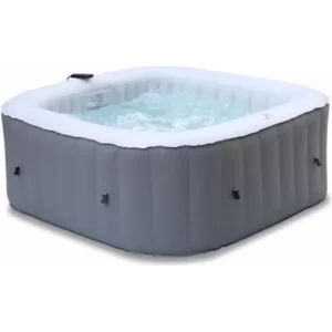 Spa MSPA gonflable carré – Fjord 4 gris - Spa 4 personnes carré 160cm, PVC, pompe, chauffage, gonfleur, 2 cartouches filtrantes