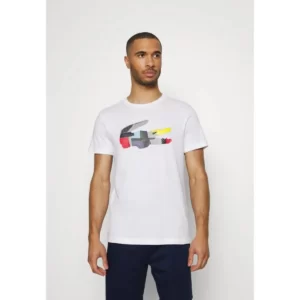 T-shirt Lacoste SPORT coton imprimé crocodile patchwork